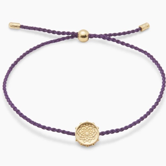 Gorjana Crown Chakra Braided Nylon Bracelet Purple/18k Gold Plated Emblem